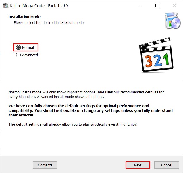 Chọn chế độ cài đặt K Lite Codec Pack Chọn chế độ cài đặt K Lite Codec Pack