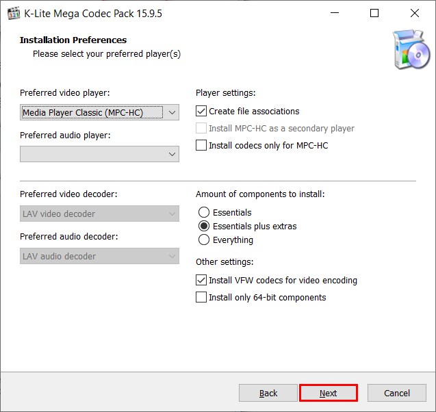 Thiết lập cài đặt chung K Lite Codec Pack Thiết lập cài đặt chung K Lite Codec Pack