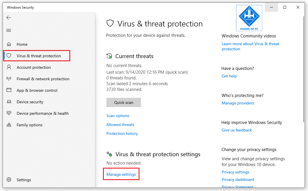 Vô hiệu hóa tạm thời Windows Defender bằng ứng dụng Setting